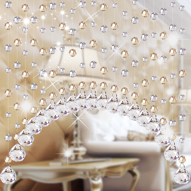 欧式水晶珠帘隔断客厅玄关过道门帘卧室卫生间餐厅吊帘珠链免打孔