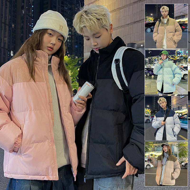 男女棉服2024新款秋冬季双色插色棉衣情侣青少年学生小孩棉袄外套