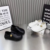 单鞋 2026春季 女休闲百搭复古真皮勃肯鞋 英伦风金属扣乐福鞋 新款