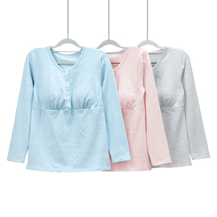 彩纱棉毛加厚前扣套装 家居月子服休闲哺乳衣 免文胸大码