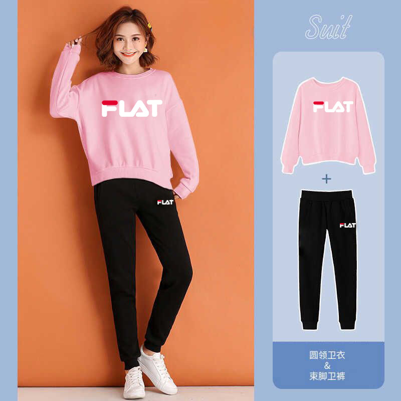 2025春秋季新款男女士圆领卫衣卫裤休闲套装情侣款潮牌华棉两件套