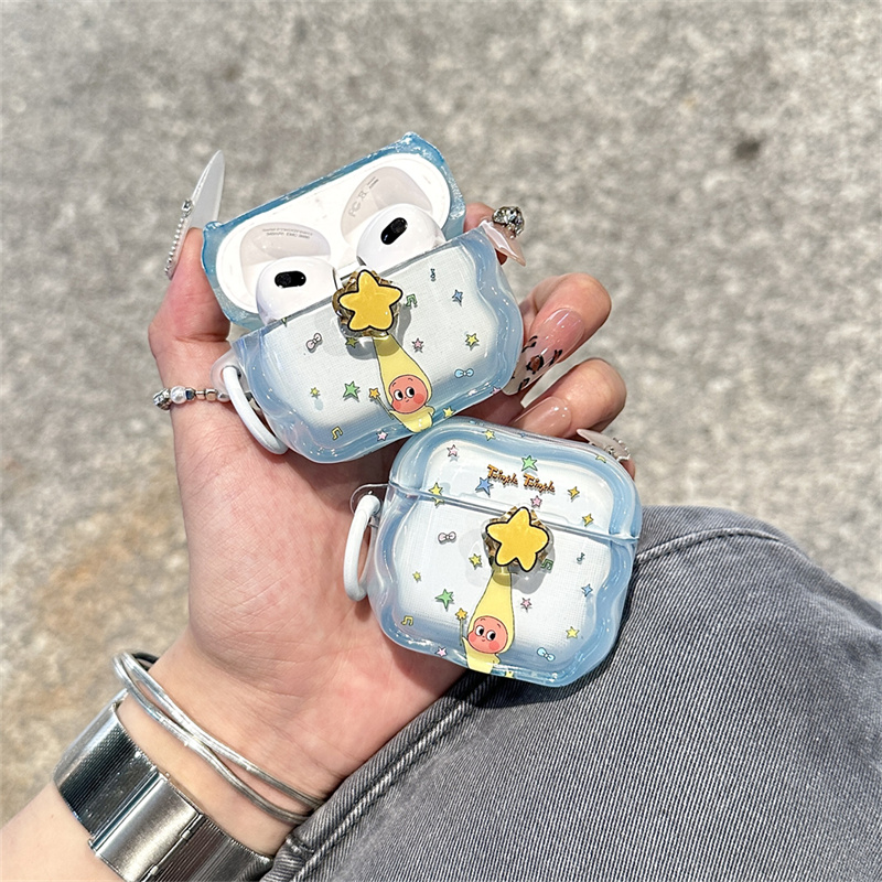 airpods3保护套 蓝色星星人苹果4代无线蓝牙耳机壳pro3壳硅胶创意
