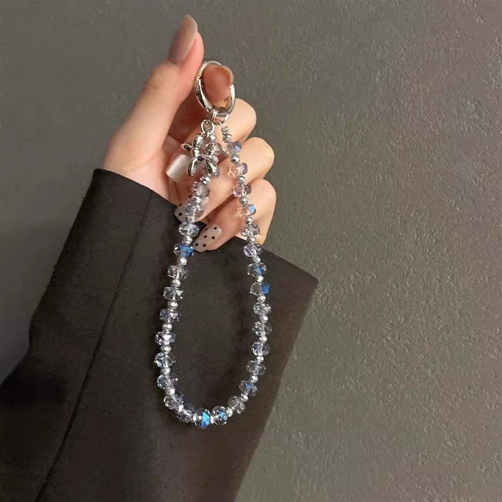 高级感奢华高级感电镀小狗水晶珠子手提链手腕挂绳钥匙扣包包挂件