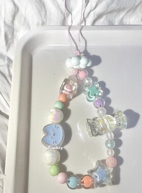 可爱糖果猫爪ccd相机手绳diy珠子手机链挂绳拍立得挂件猫咪配件