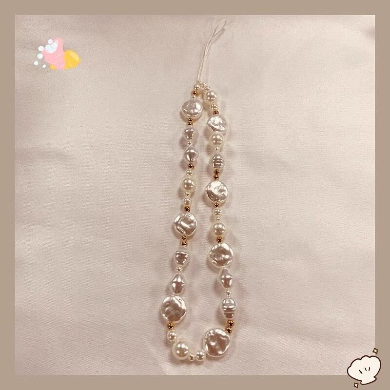 巴洛克不规则异形珍珠手链条高级感手机壳ccd挂链配饰便携手提女