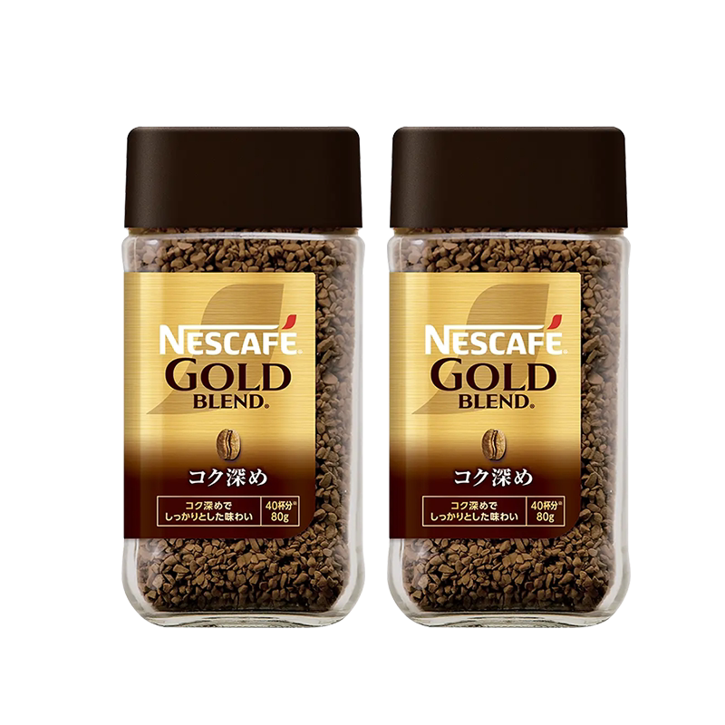 Nestle雀巢日本进口金牌冻干纯黑咖啡粉提神速溶浓郁80g*2瓶