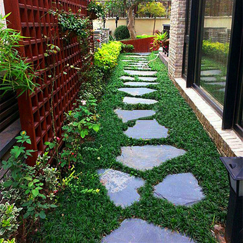 花园踏步石天然青石板铺路庭院草坪汀步石户外防滑地砖圆形垫脚石