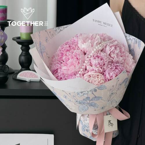 苁丛 原创 新中式茹伊印花艺术纸 素雅花束包装纸