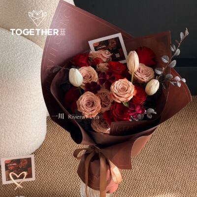 苁丛复古玫瑰艺术纸花束包装