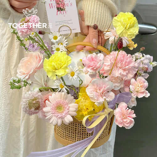 【母亲节】苁丛 手提藤编花篮 草编抱抱篮 法式田园手提花篮