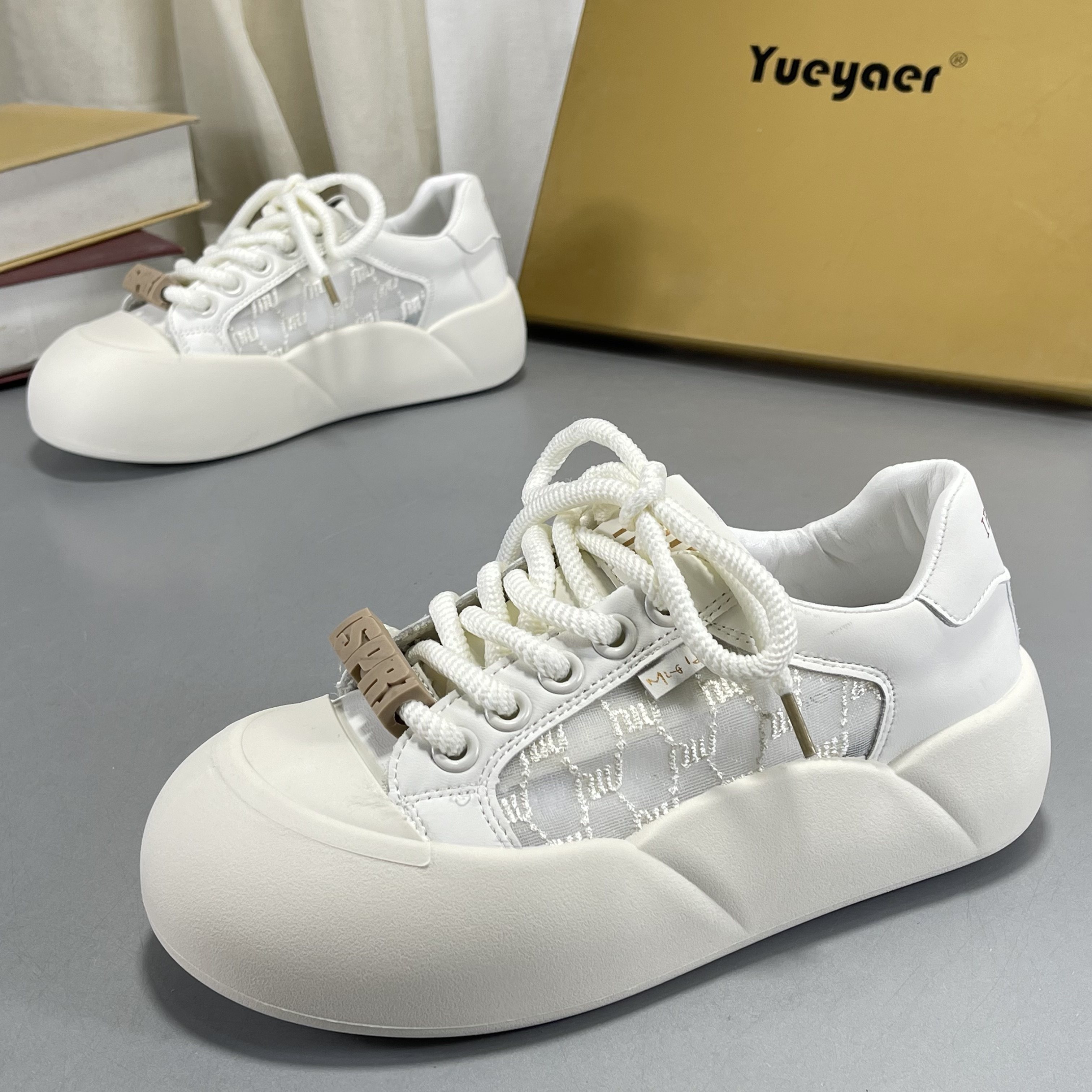 月芽儿真皮面包鞋女软底小白鞋2026春夏网面透气厚底踩屎感运动鞋,女鞋,时尚休闲鞋,淘宝优惠券,粉丝福利购,淘宝优惠卷