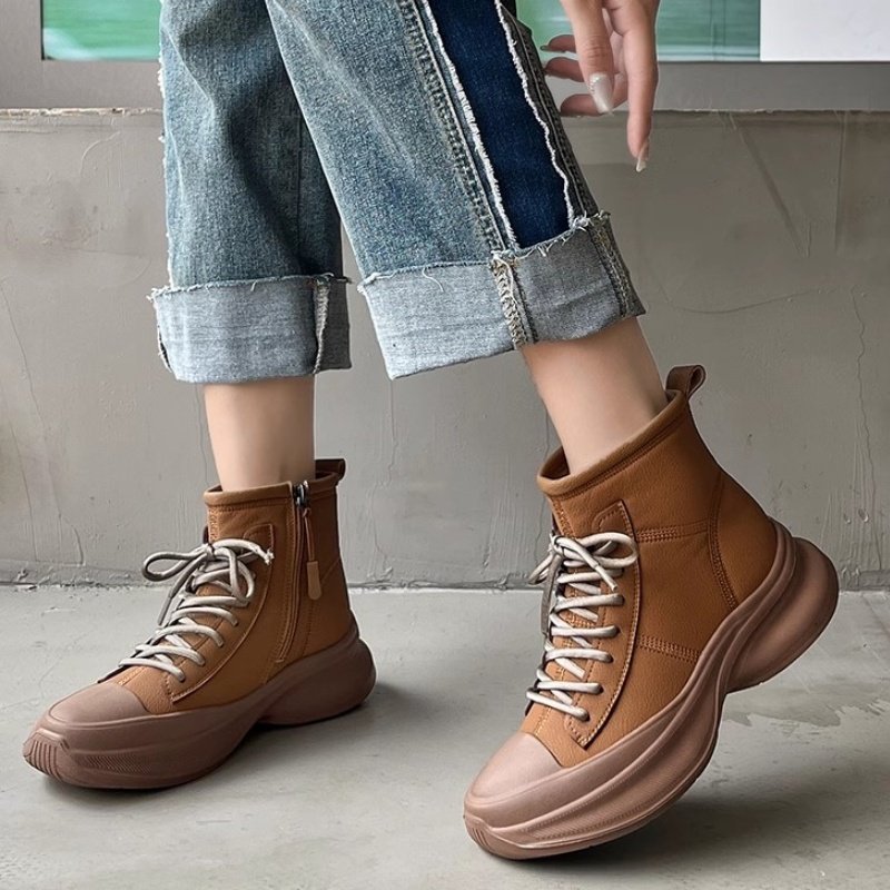 品牌女鞋2024冬季新款美拉德厚底短靴子休闲加绒英伦风真皮马丁靴,女鞋,马丁靴,淘宝优惠券,粉丝福利购,淘宝优惠卷