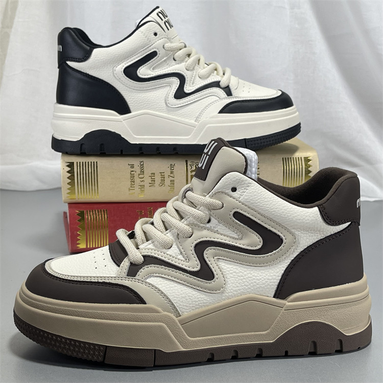 专柜正品头层牛皮高帮鞋女2025秋季新款百搭厚底系带运动休闲鞋女,女鞋,时尚休闲鞋,淘宝优惠券,粉丝福利购,淘宝优惠卷