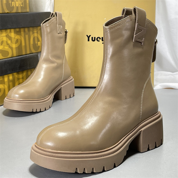 月芽儿头层牛皮厚底短靴女秋冬2025新款马丁靴复古粗跟子女瘦瘦靴,女鞋,马丁靴,淘宝优惠券,粉丝福利购,淘宝优惠卷