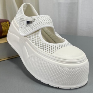 厚底玛丽珍女鞋网面透气大头小白鞋子女春夏季2026新款芭蕾单鞋女