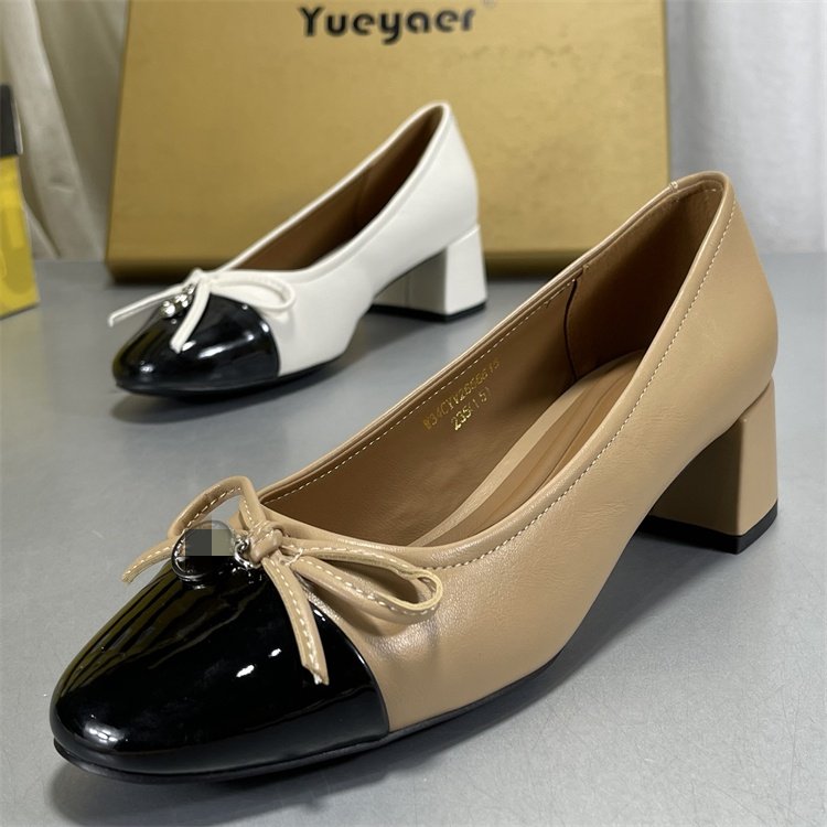 月芽儿羊皮单鞋2026春季新款百搭小香拼色蝴蝶结粗高跟玛丽珍鞋女,女鞋,浅口单鞋,淘宝优惠券,粉丝福利购,淘宝优惠卷