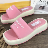 月芽儿女鞋 女夏季 夏季 专柜正品 新款 粉色一字拖鞋 露趾外穿凉鞋