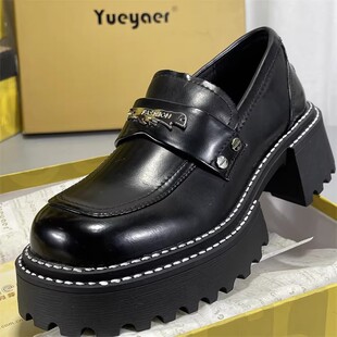 复古玛丽珍鞋 低帮皮鞋 圆头春季 月芽儿牛皮真皮英伦休闲厚底乐福鞋