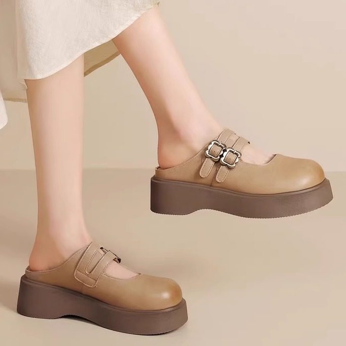 撤柜真皮厚底包头半拖鞋女款2025新款一脚蹬百搭增高玛丽珍单鞋,女鞋,其他拖鞋,淘宝优惠券,粉丝福利购,淘宝优惠卷