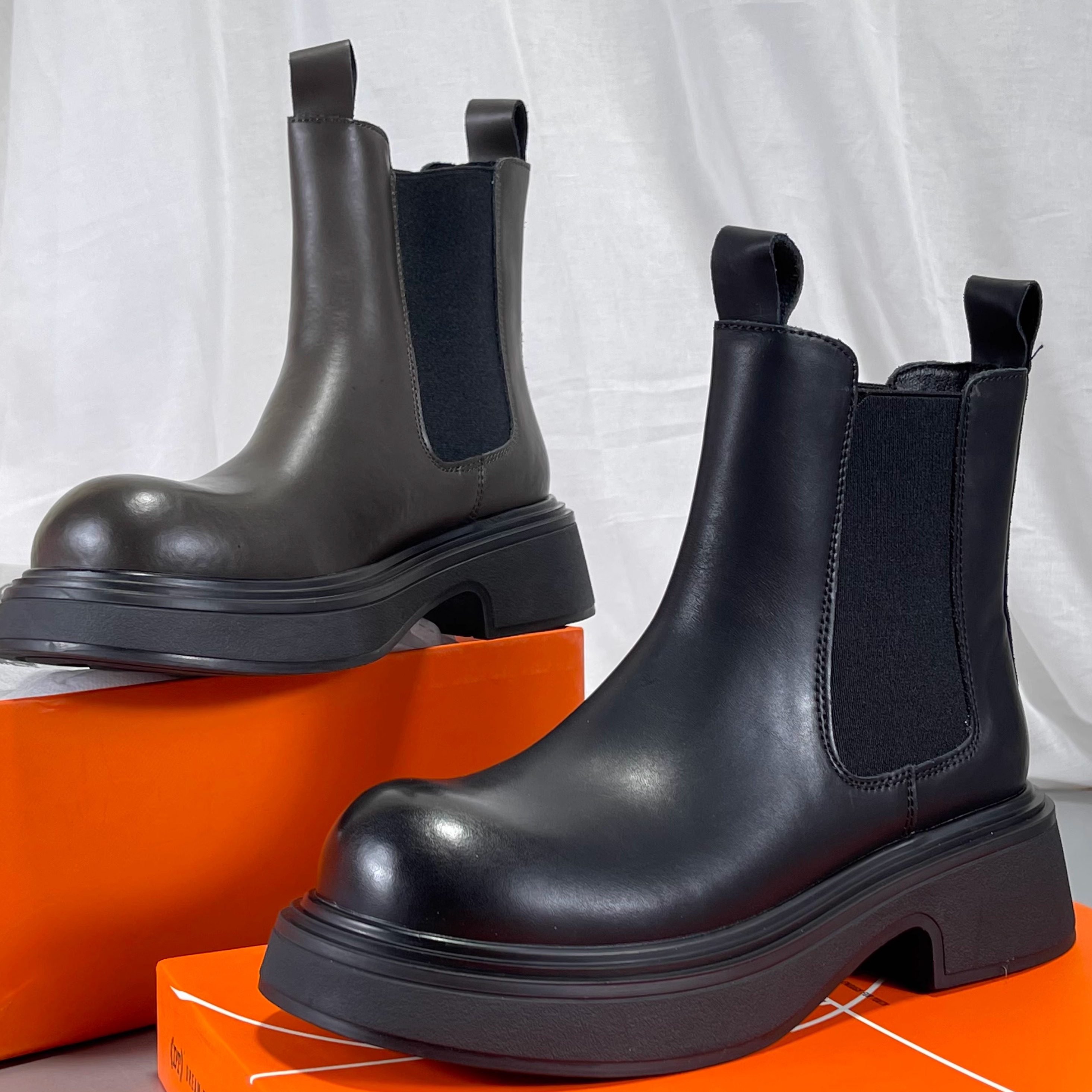 马丁靴真皮切尔西靴女2025秋冬款单靴厚底瘦瘦短靴头层牛皮烟筒靴