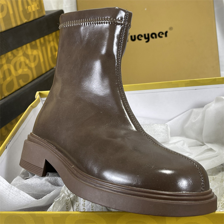 月芽儿专柜加绒牛皮切尔西女后拉链2025秋冬复古真皮休闲马丁靴子,女鞋,马丁靴,淘宝优惠券,粉丝福利购,淘宝优惠卷