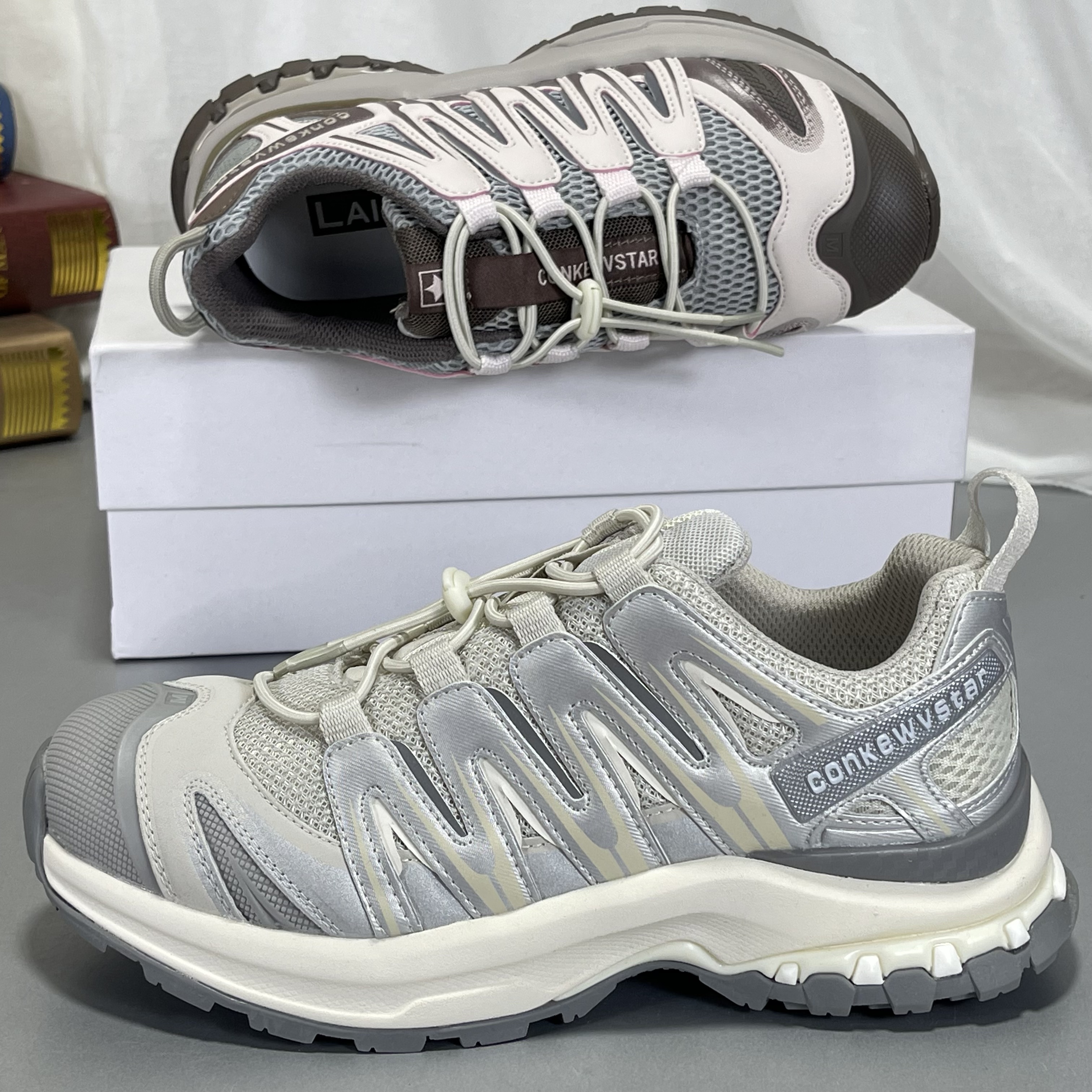 厚底真皮老爹鞋女2025新款休闲户外登山鞋网面透气轻便跑步运动鞋