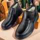 外贸男鞋 高帮真皮短筒靴真皮棉靴 新款 头层牛皮羊毛爸爸鞋 2024冬季