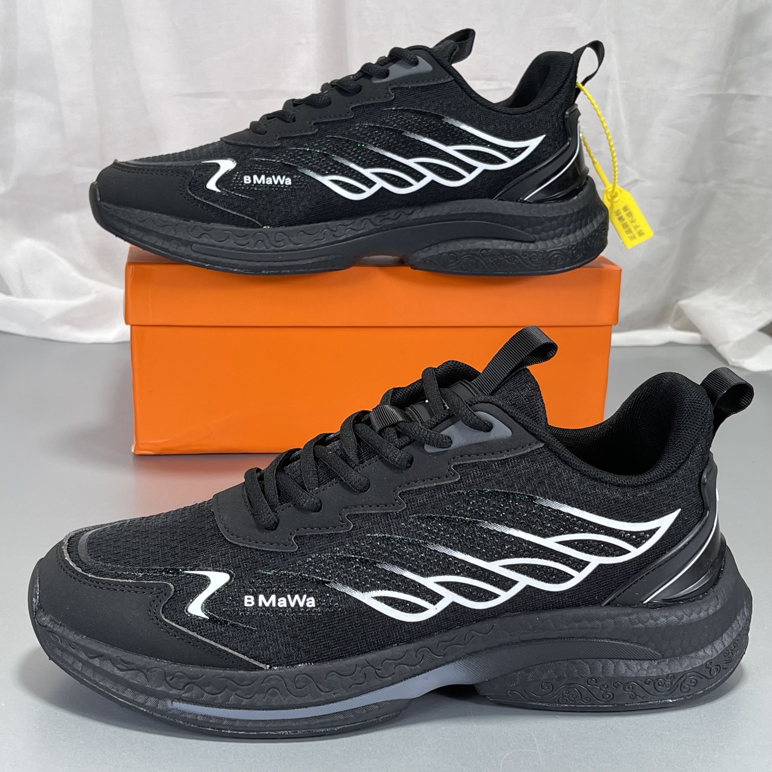 外贸男鞋弹性软底休闲鞋2025新款透气男鞋网面跑步鞋减震户外跑鞋