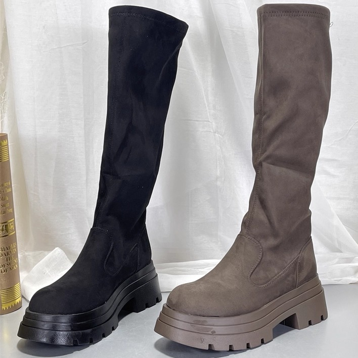羊绒真皮骑士靴女复古加绒长筒靴2025秋秋冬瘦瘦弹力靴不过膝长靴