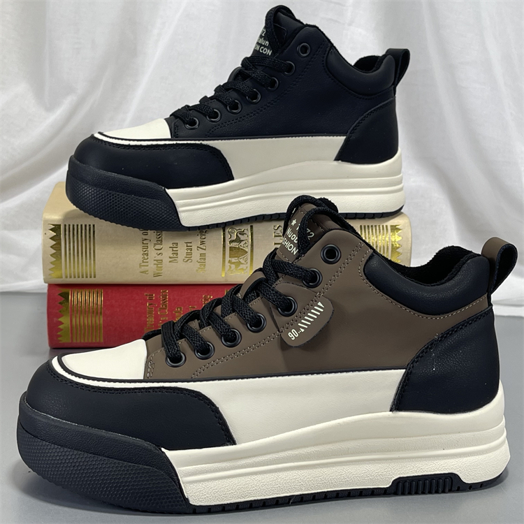 专柜正品牛皮高帮鞋女鞋2025新款秋冬软底短靴复古厚底加绒运动鞋