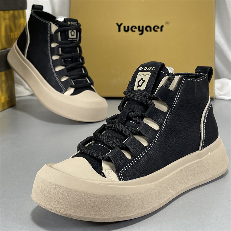 月芽儿头层牛皮高帮鞋软底软底复古百搭女鞋透气厚底运动休闲板鞋,女鞋,时尚休闲鞋,淘宝优惠券,粉丝福利购,淘宝优惠卷