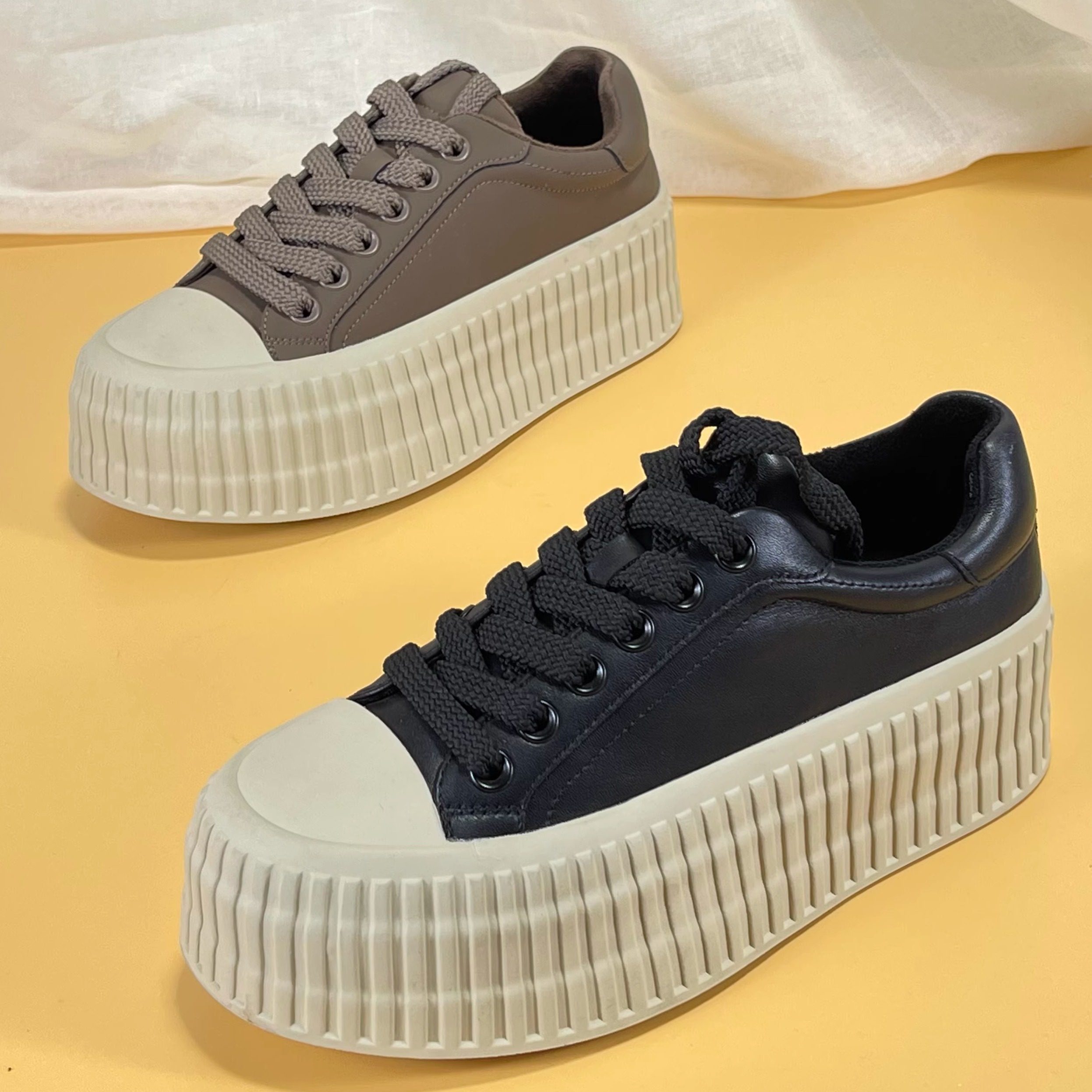 品牌真皮厚底增高百搭圆头休闲女鞋2025秋季新款鞋子运动松糕板鞋,女鞋,时尚休闲鞋,淘宝优惠券,粉丝福利购,淘宝优惠卷