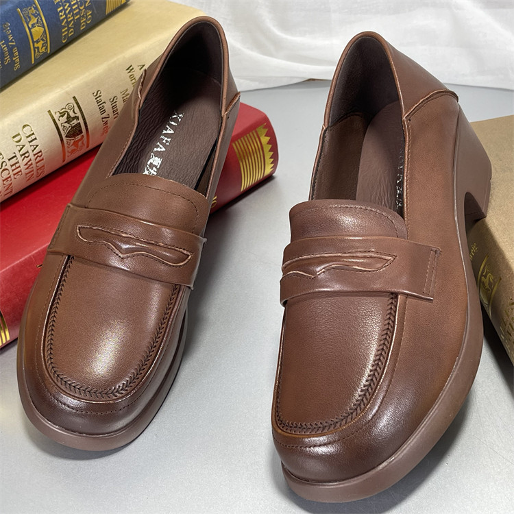 头层牛皮乐福鞋粗跟软底单鞋女2025新款真皮休闲女鞋一脚蹬小皮鞋,女鞋,乐福鞋（豆豆鞋）,淘宝优惠券,粉丝福利购,淘宝优惠卷