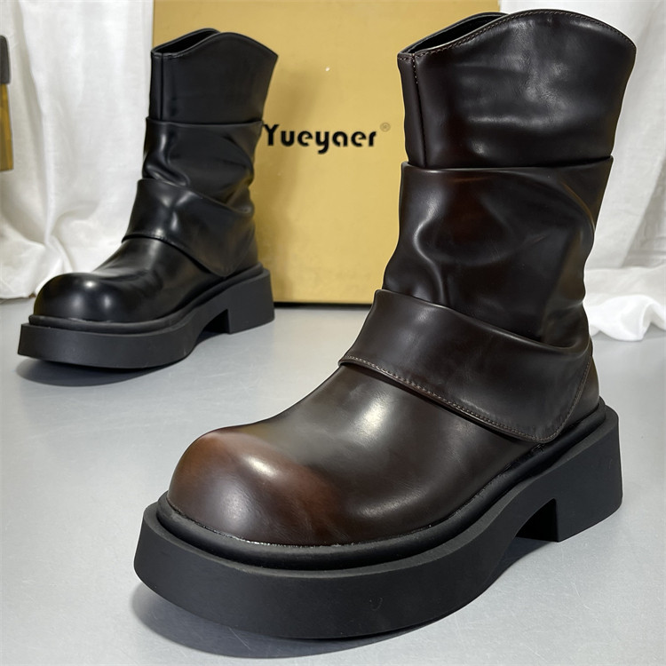 月芽儿厚底加绒短靴女2025冬季复古显瘦马丁靴瘦瘦靴西部牛仔棉靴,女鞋,马丁靴,淘宝优惠券,粉丝福利购,淘宝优惠卷