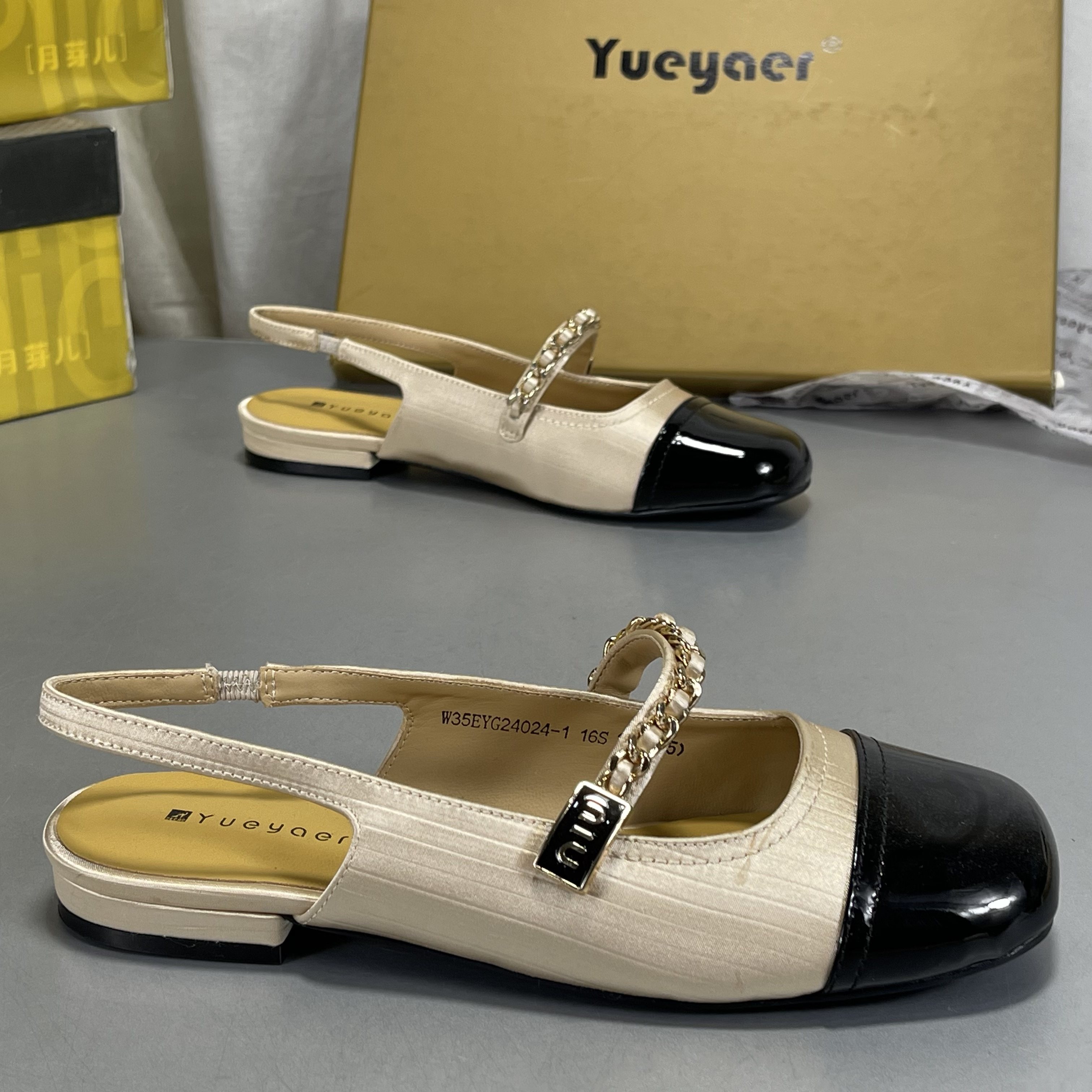 月芽儿春夏款小香风链条玛丽珍凉鞋女复古方头单鞋拼色包头低跟鞋,女鞋,玛丽珍鞋,淘宝优惠券,粉丝福利购,淘宝优惠卷