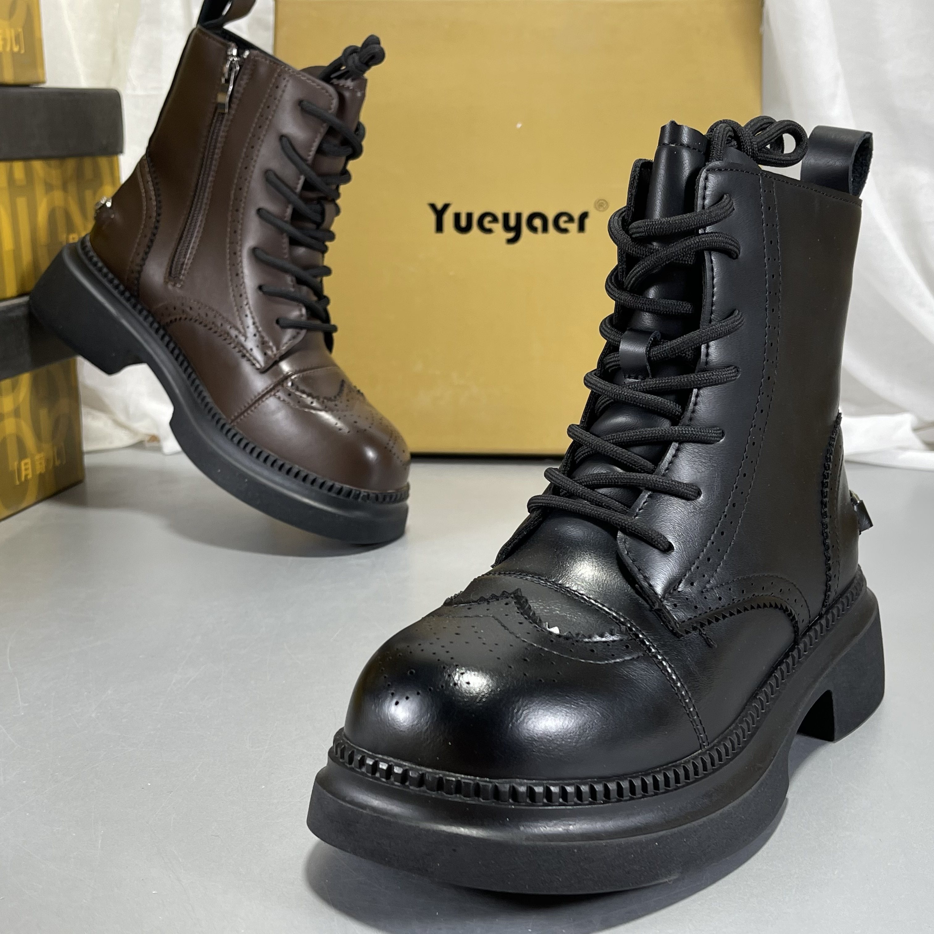 月芽儿厚底马丁靴女真皮2025冬季棉靴加绒短靴粗跟英伦风瘦瘦靴子,女鞋,马丁靴,淘宝优惠券,粉丝福利购,淘宝优惠卷