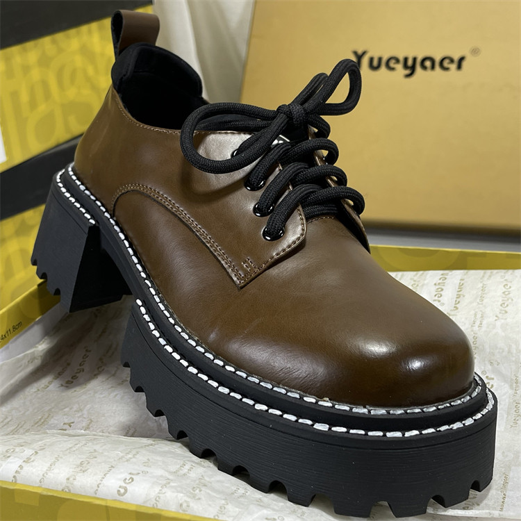 月芽儿牛皮复古厚底系带大头小皮鞋女2026春新款学院风真皮乐福鞋,女鞋,乐福鞋（豆豆鞋）,淘宝优惠券,粉丝福利购,淘宝优惠卷