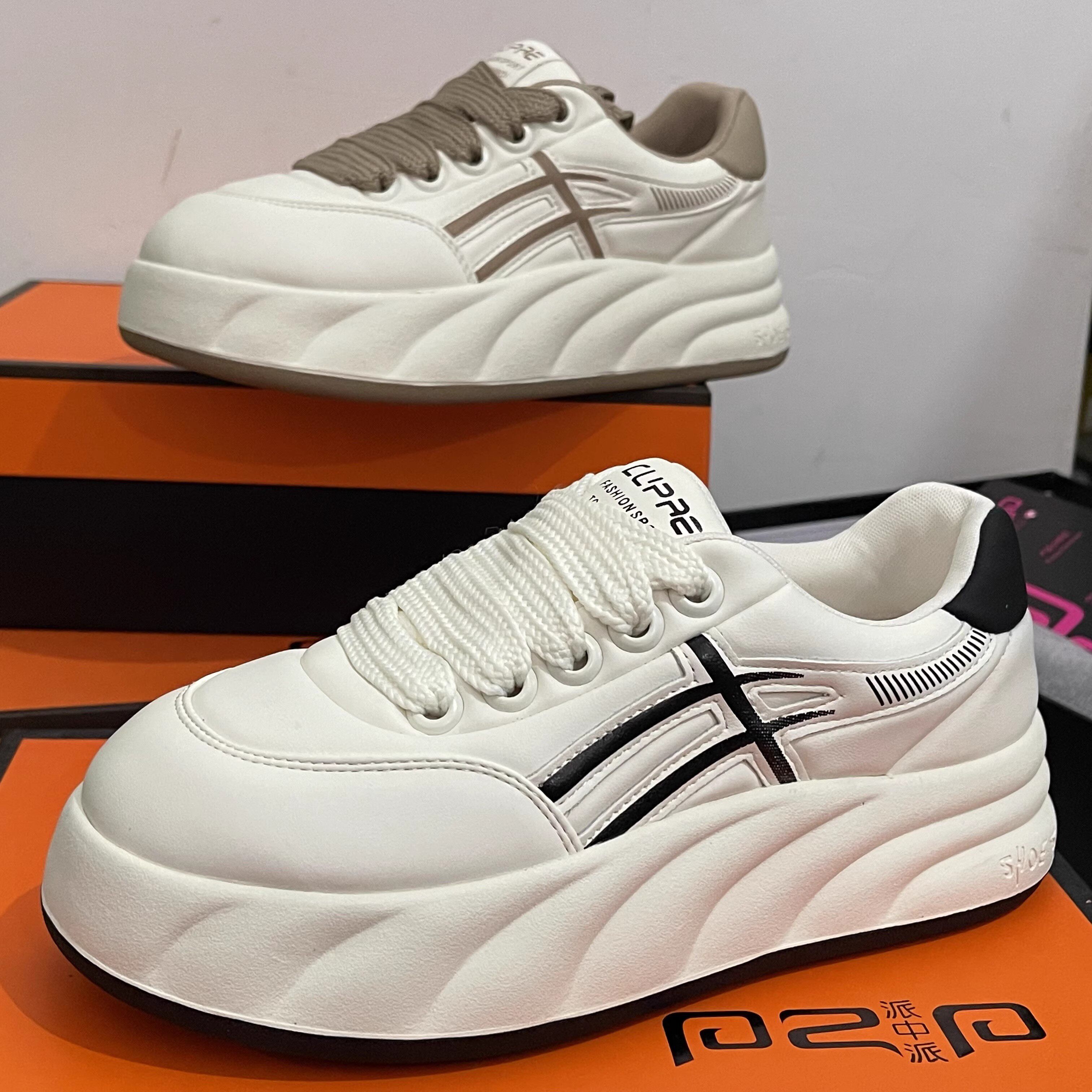 专柜正品头层牛皮小白鞋女板鞋2025春秋款系厚底真皮面包鞋运动鞋,女鞋,时尚休闲鞋,淘宝优惠券,粉丝福利购,淘宝优惠卷