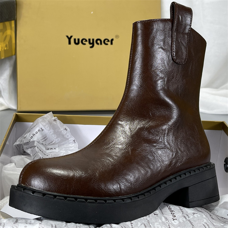 月芽儿厚底加绒切尔西短靴女头层牛皮2025冬季英伦风百搭马丁靴女,女鞋,马丁靴,淘宝优惠券,粉丝福利购,淘宝优惠卷