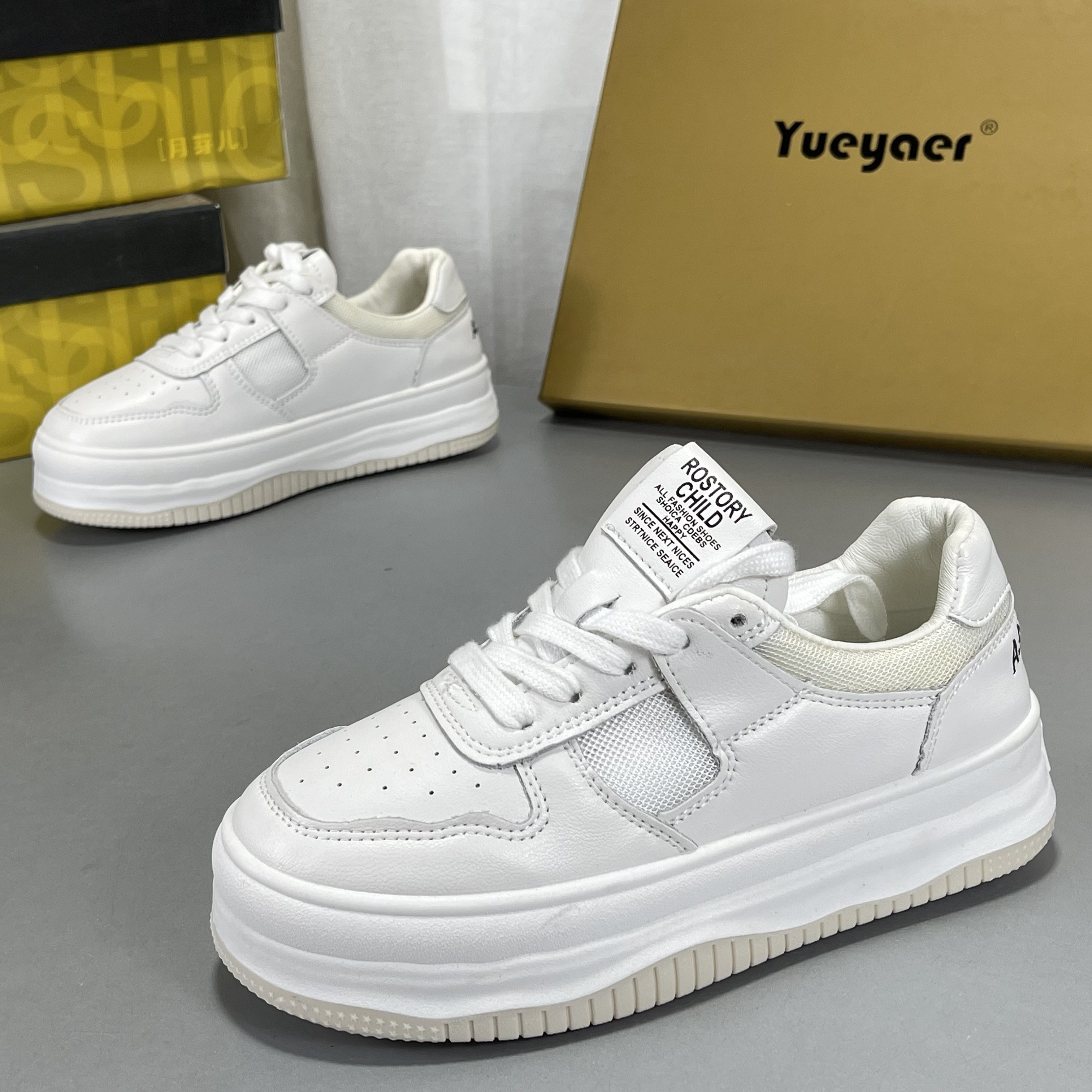 月芽儿微瑕疵发黄小白鞋女真皮系带百搭休闲鞋厚底板鞋运动鞋,女鞋,时尚休闲鞋,淘宝优惠券,粉丝福利购,淘宝优惠卷