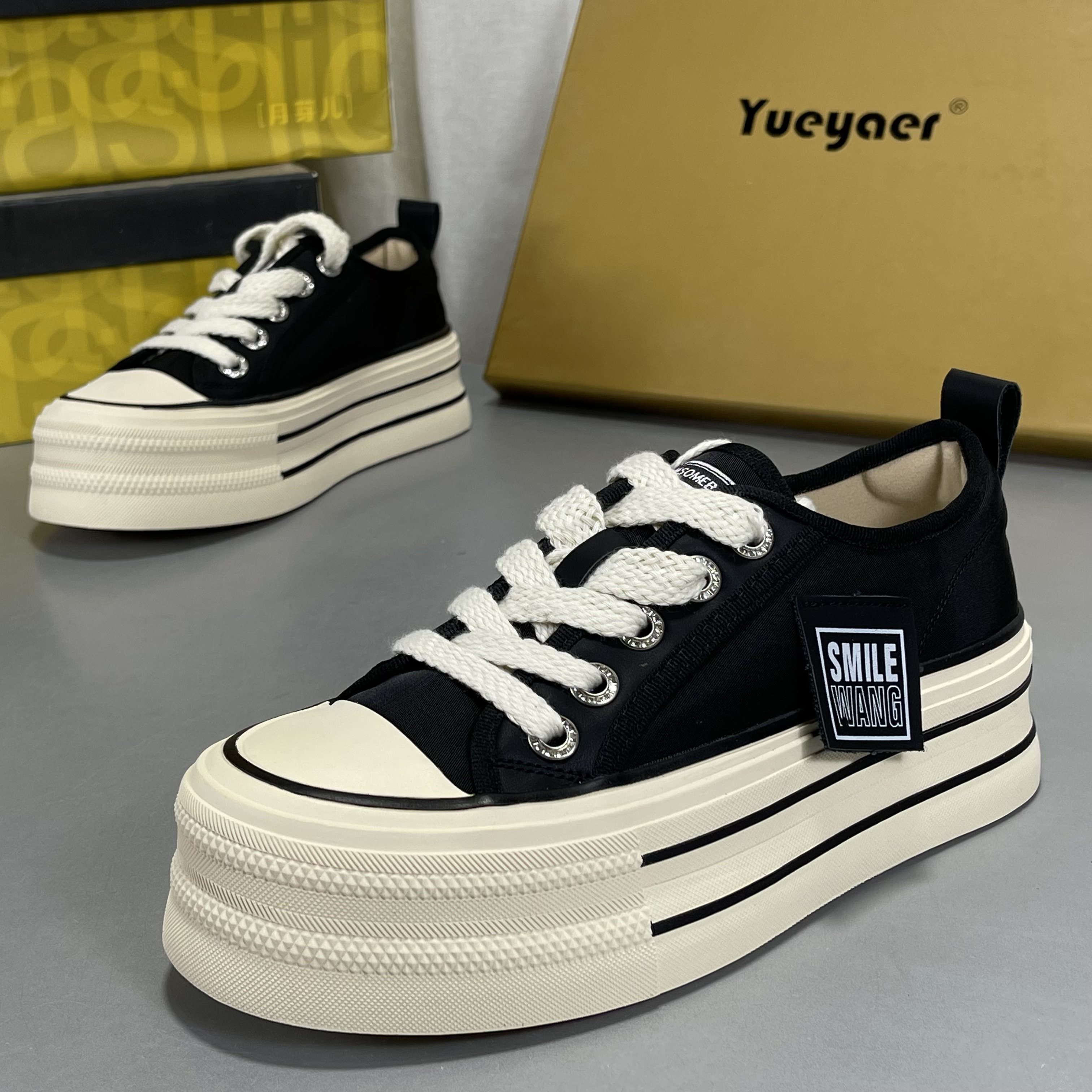 月芽儿厚底帆布鞋女2026春季百搭圆头低帮松糕板鞋小个子休闲鞋,女鞋,时尚休闲鞋,淘宝优惠券,粉丝福利购,淘宝优惠卷