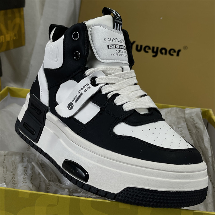 月芽儿专柜牛皮高帮小白鞋女2025新款真皮厚底熊猫休闲运动老爹鞋,女鞋,马丁靴,淘宝优惠券,粉丝福利购,淘宝优惠卷