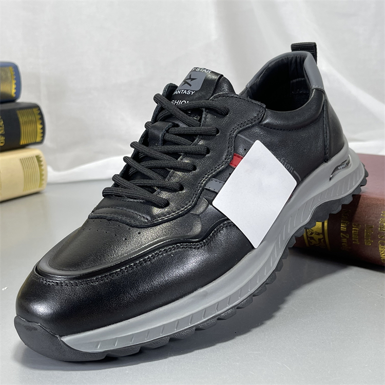 品牌男鞋2025新款秋季休闲鞋全真牛皮跑步鞋男士轻便软底运动皮鞋