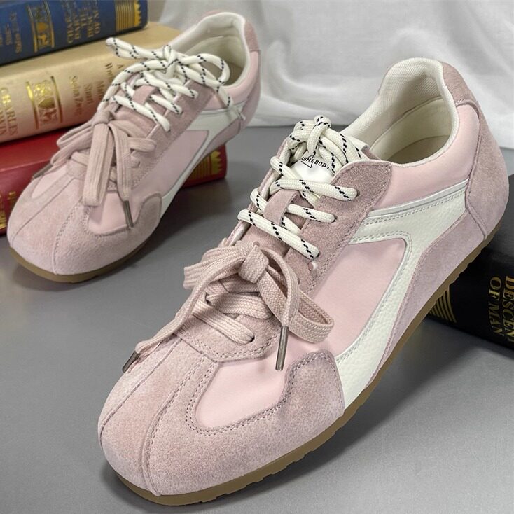 头层牛皮软底不累脚休闲运动鞋女2025春秋新款方头平底复古德训鞋,女鞋,德训鞋,淘宝优惠券,粉丝福利购,淘宝优惠卷