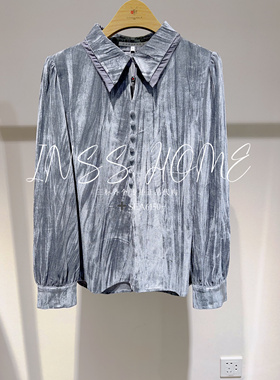 卡芙芮2024秋冬国内专柜代购4D201004灰色长袖衬衣599