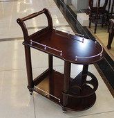 餐厅酒店客厅实木送餐车酒水车红酒推车蛋糕零食4S店手移动置物架