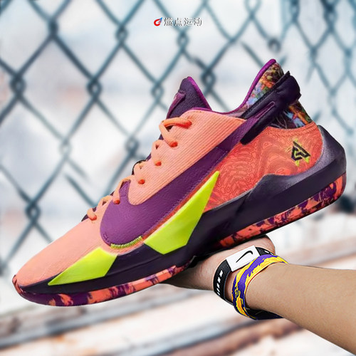 Nike/耐克 NIKE ZOOM FREAK 2 字母哥2 橙紫篮球鞋CW3162-800