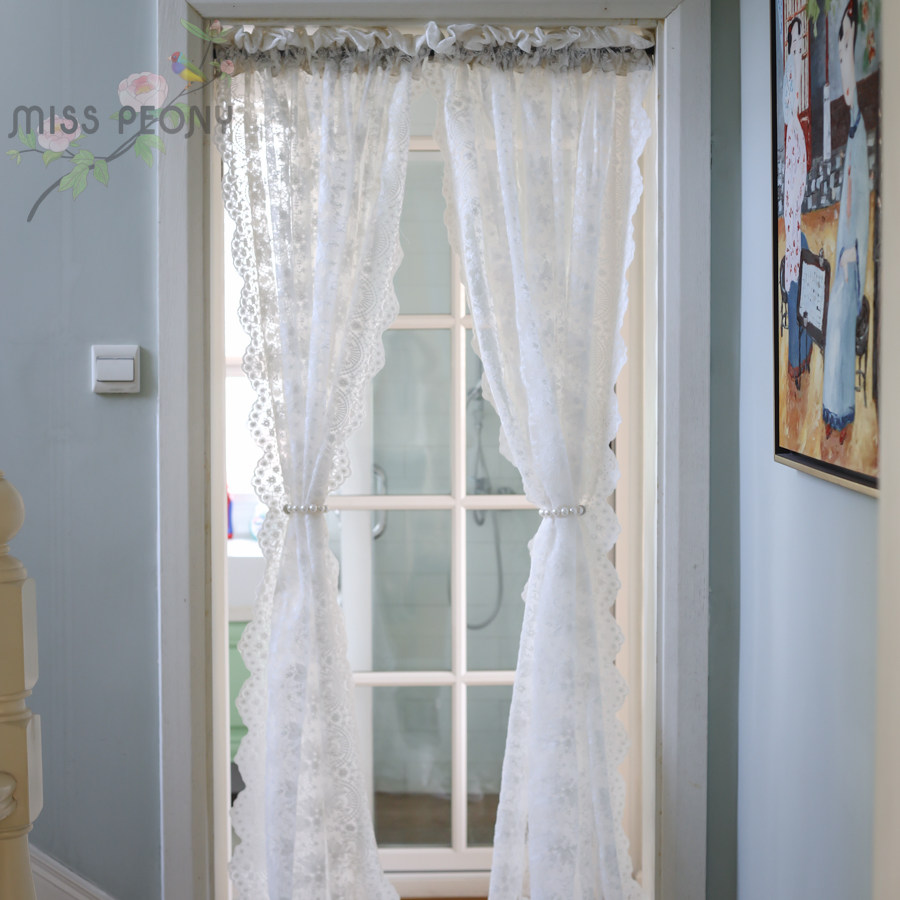 蕾丝窗帘纱帘白色镂空透光半门帘MISS PEONY美式法式轻奢飘窗定制