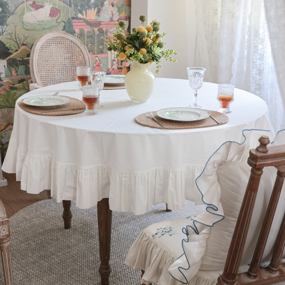 MIssPeony纯棉桌布法式防水圆桌