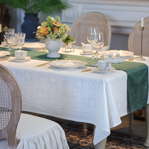防水桌布法式中国风轻奢白色棉麻